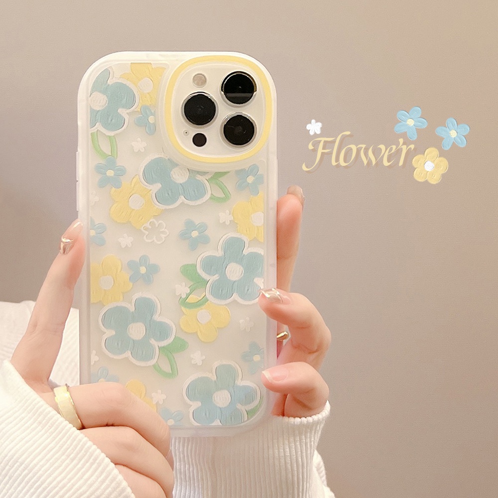 Soft case TPU shockproof Motif Bunga Untuk iPhone 11 Pro max 12 13 Pro max mini XS max xr 7 8 Se 2020 plus