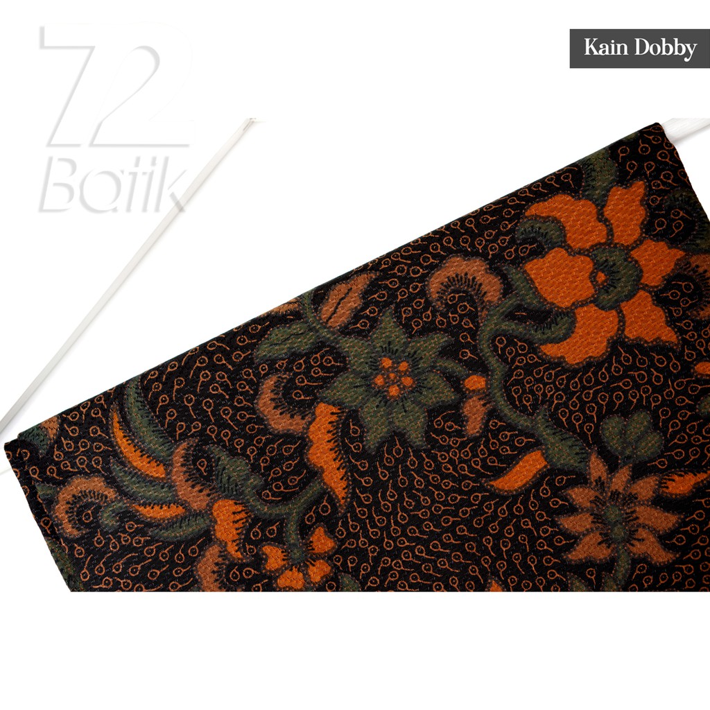 KAIN BATIK PREMIUM Dobby Motif Kembang Warna Orange Hijau Hitam Dolbi Dobi Doby Viscos 729775 Cap 72 Jarik Jarit Samping Kebat Panjang Batik Dobby Modern Premium Bahan Seragam Batik Pernikahan Kantor Keluarga Murah Kamen Jadi Batik Bali Lembaran