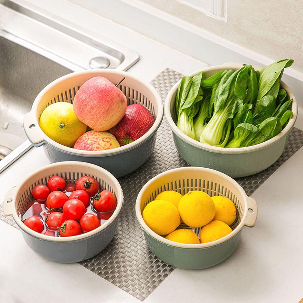 TOP Keranjang Dapur Wadah 2in1 Kitchen Tools Fresh Sayur Double Layer