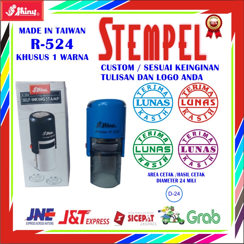 

HJK STEMPEL CAP SHINY PRINTER R-524 DAN R-524D 1 WARNA ONTOMATIS DOKTER PERAWAT LUNAS KSNTOR TOKO