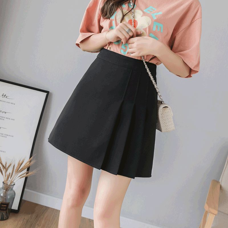 lookma boutique - Pleated asimetri skirt rok korea