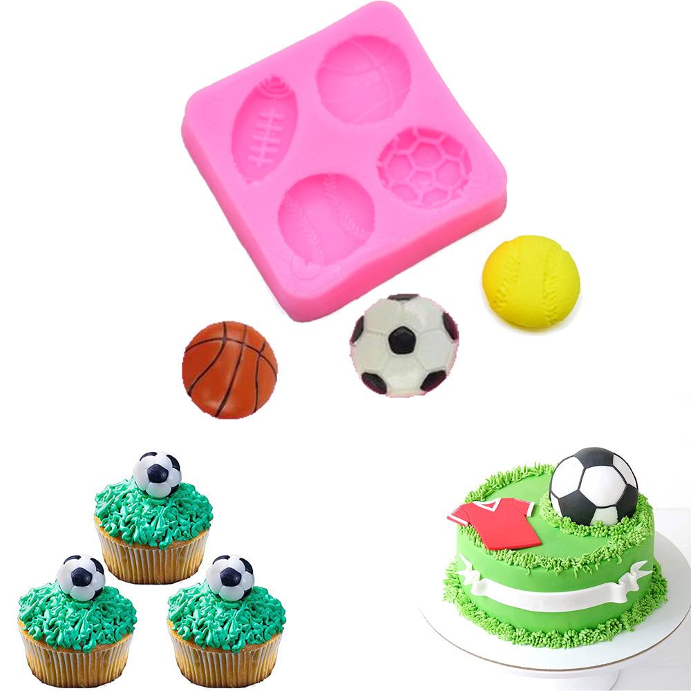 [Elegan] Cetakan Fondant DIY Sabun Rugby Lilin Baseball Basket Sepak Bola Pembuatan Coklat