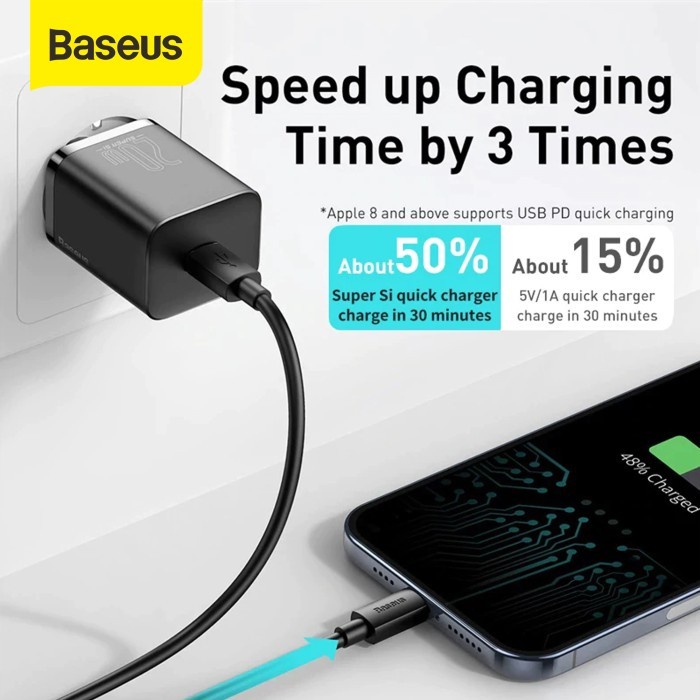 Baseus Bundling Charger Super Si Quick Charger Type C PD 20W iPhone 12