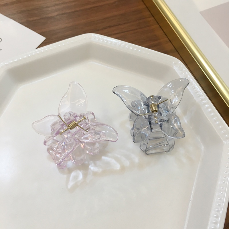 Spring Summer Solid Color Transparent Butterfly Shape Fairy Women Hair Claws for Clothing Collocation Accessories