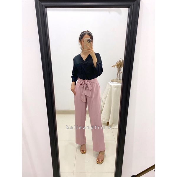 MIKU Pants Tie Bow Premium Knit / Kulot Pita Wanita / Celana Kasual Wanita / Celana Import Korea 1021