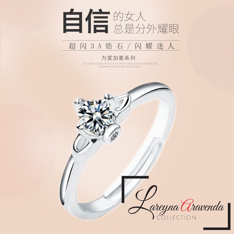 Cincin Titanium Wanita Model Kristal Crystal Swarovski Unik CC023