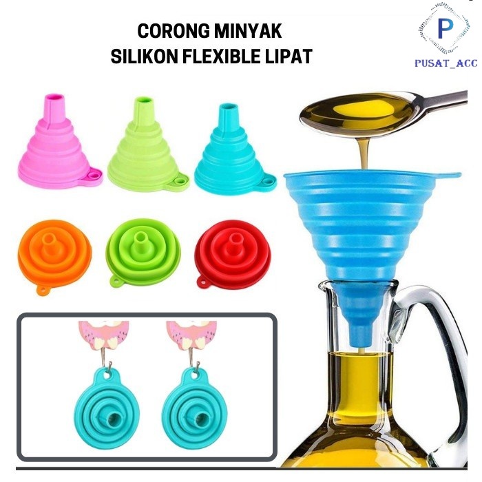 CM02 - Corong Air Minyak Lipat Silicone - Corong Air Minyak Flexible