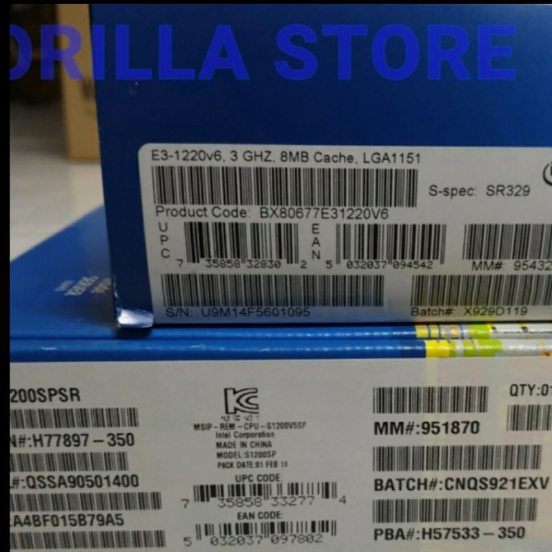 Intel Server Board S1200SPSR + Prosesor Intel Xeon E3-1220 V6 LGA1151