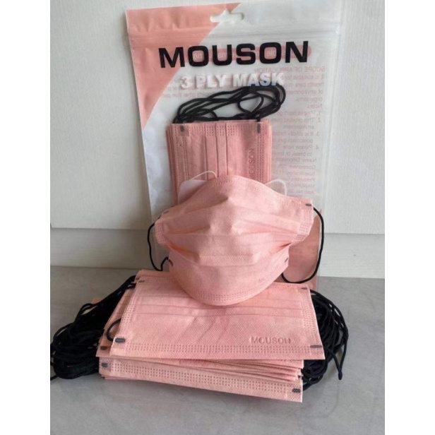 Masker mouson 3 ply  warna hitam putih  nude pink matcha pink lady earloop embos isi 50 pcs original per box