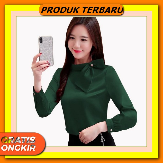 2170 Atasan Pakaian Baju Blus Blouse Blose Kemeja Lengan Pendek Kerah Renda Import Wanita Terbaru Fa
