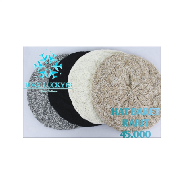 IMPORT Hat Baret Rajut Topi Wool Beret Hat Winter Musim Dingin