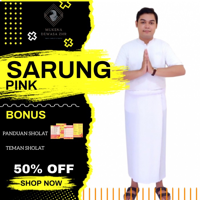 Sarung Pria dewasa bahan adem polos bukan wadimor atlas gajah duduk model terbaru 2021 White parisku