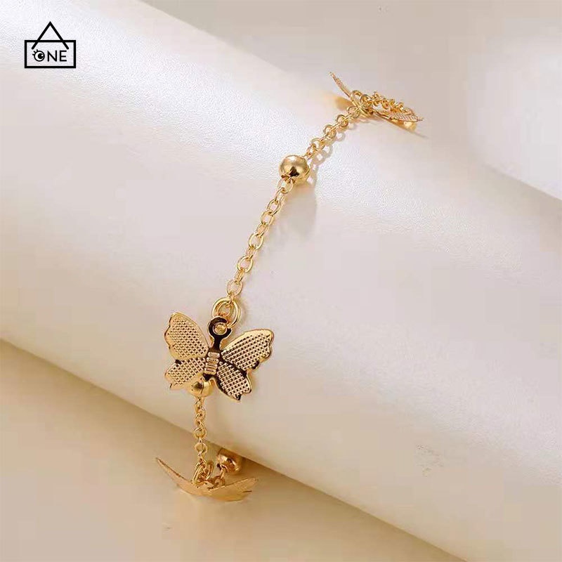 COD❤Gelang Kaki Wanita Kupu-kupu Baru Fashion Aksesoris Hadiah Pacar Berongga Gelang A one