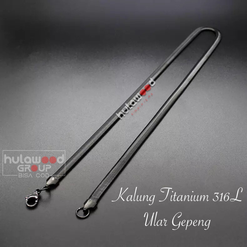 Kalung Rantai MCI Titanium 316L Ular Gepeng Stainless Anti Karat Pria Wanita