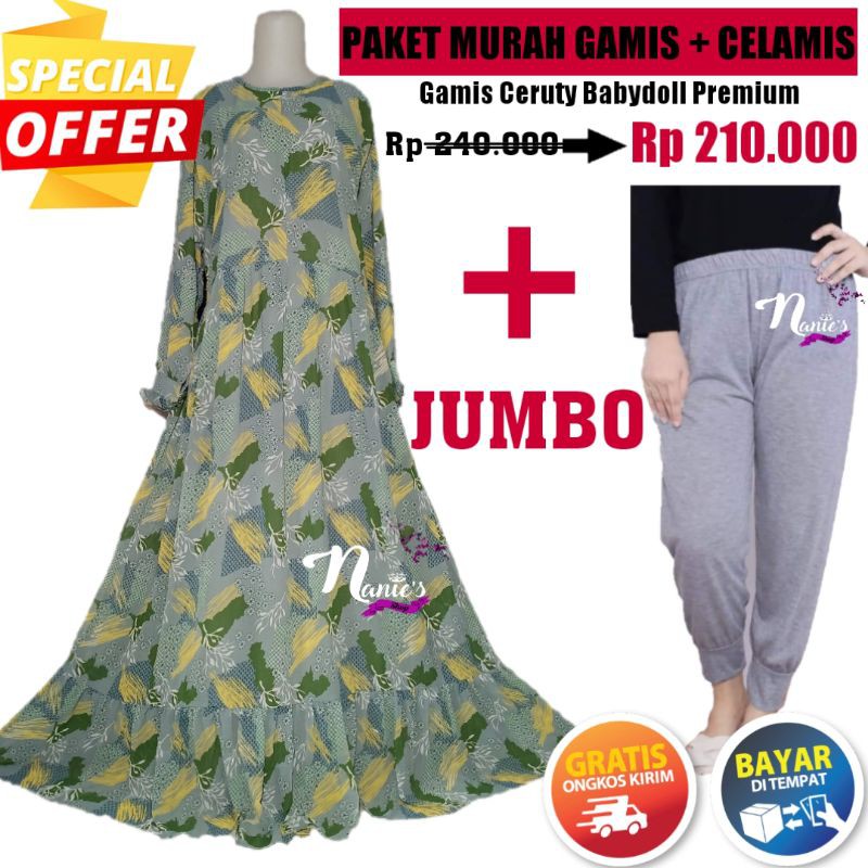 BAJU GAMIS CERUTI BABYDOLL JUMBO LD 120 - GAMIS JUMBO XXL XXXL TERBARU - FASHION MUSLIM LEBARAN 2021