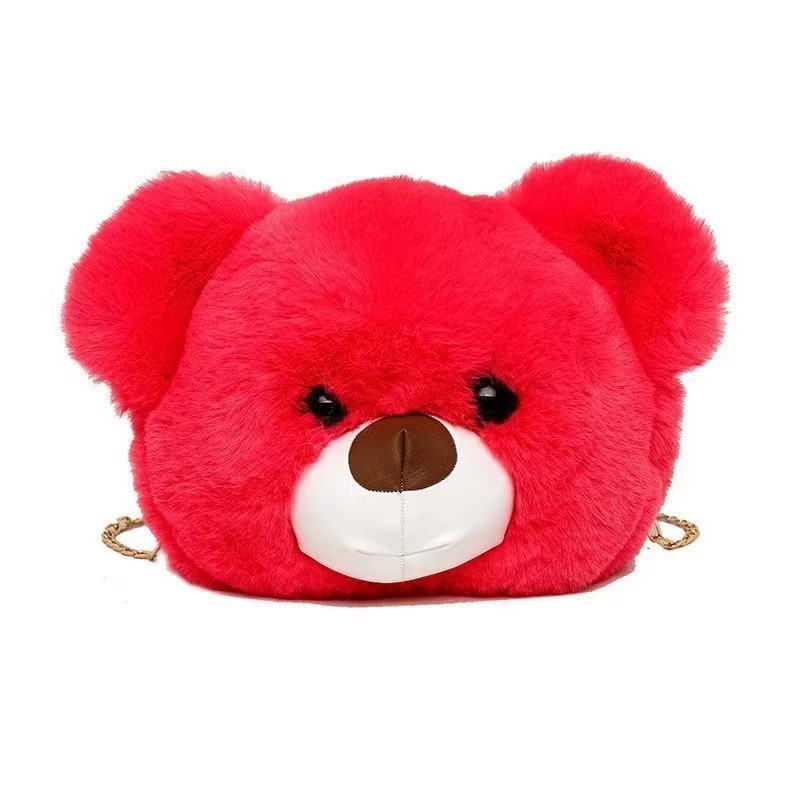 Tas Selempang Boneka Bulu ANJELY BEAR Tas Material Bulu Lembut Kualitas ok Tas selempang bulu tali rantai