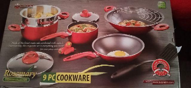 Supra Panci Cookware Set Rosemary 9 Pcs Teflon Set Tebal