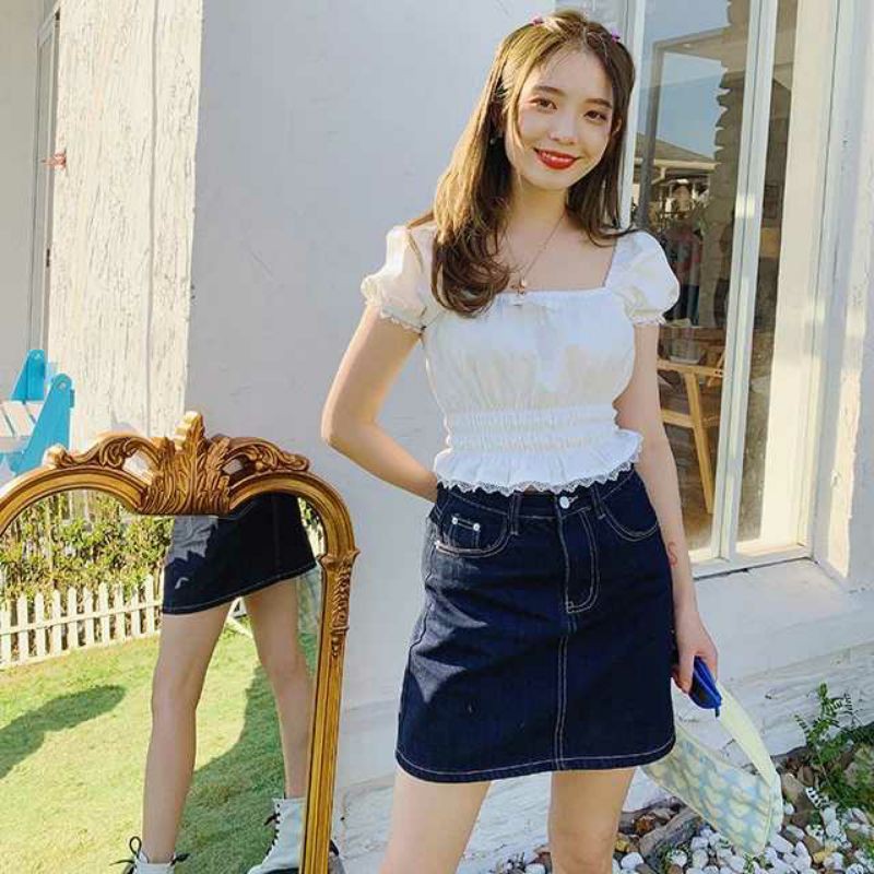 Sabrina Kerut Wanita / Blouse Korean Style / Sabrina Kerut Korean / Blouse Sabrina Mix Renda Terbaru-4