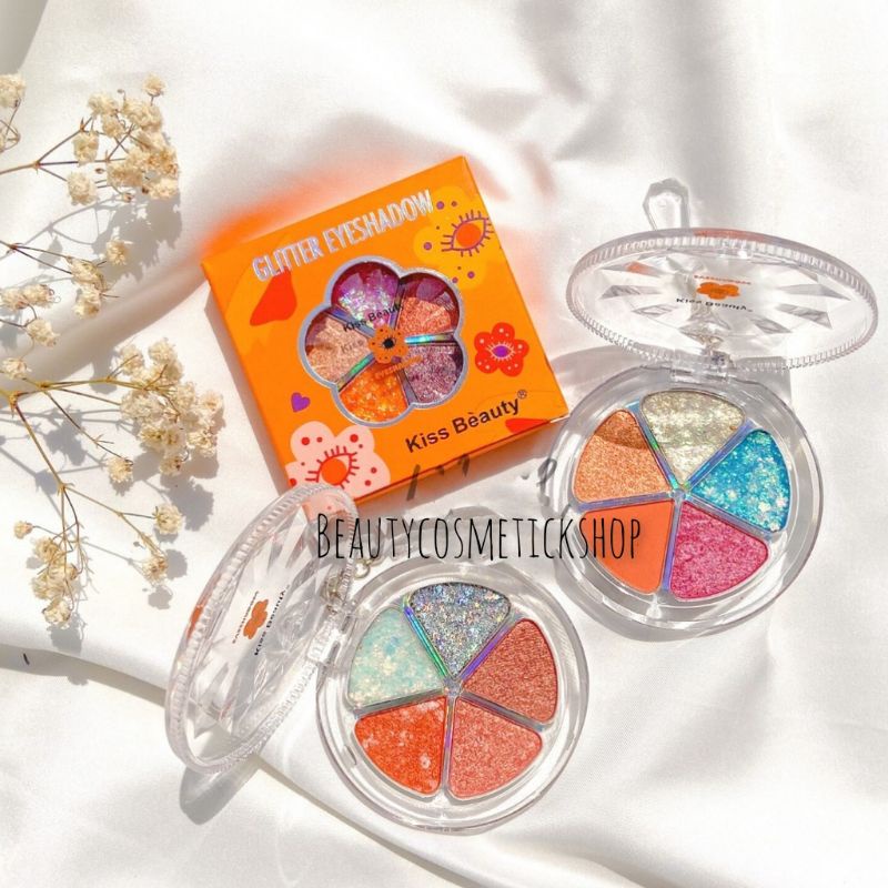 EYESHADOW GLITTER 5 WARNA KISS BEAUTY 87135