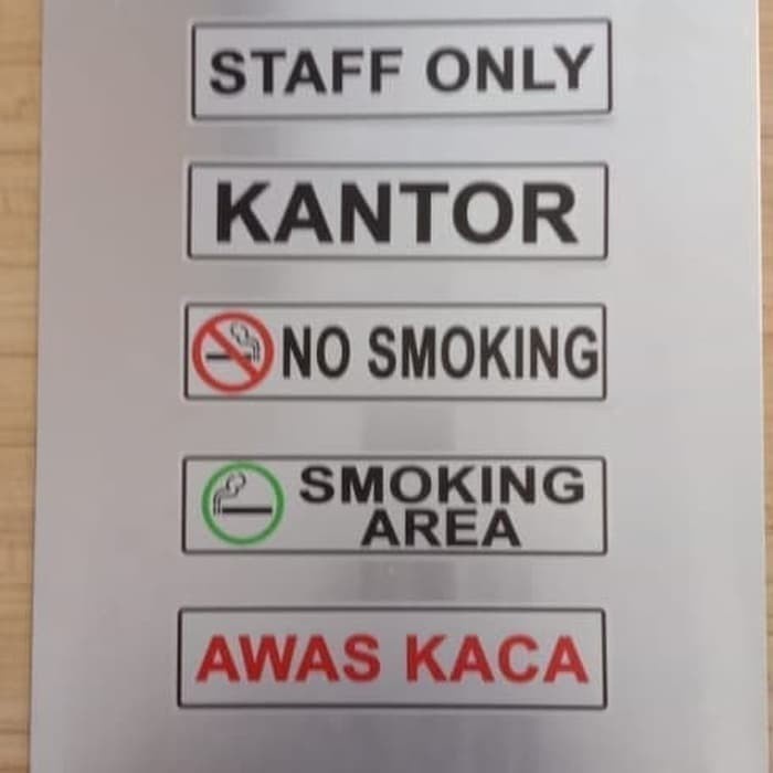 

SIGN LABEL STAFF ONLY / KANTOR / AWAS KACA HARGA PERBUAH UK 19,5X4,5CM