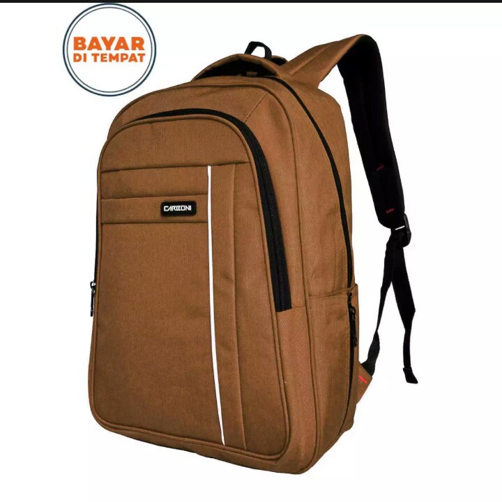 Carboni tas laptop pria  dan wanita tas ransel original - cofee + rain cover