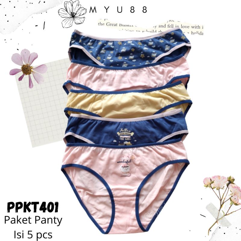 Isi 5 pcs Celana Dalam Wanita Katun Young Hearts-395