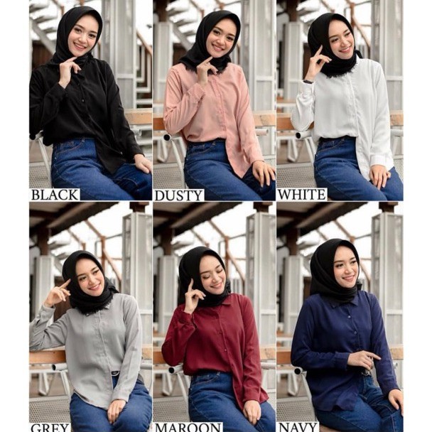 KEMEJA WANITA POLOS LENGAN PANJANG CASUAL PUTIH / KEMEJA KERJA POLOS WANITA LENGAN PANJANG