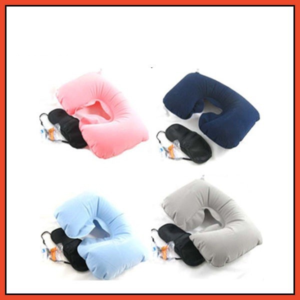 Travel Pillow Bantal Leher Travel Penutup Mata Telinga Travelling Travell