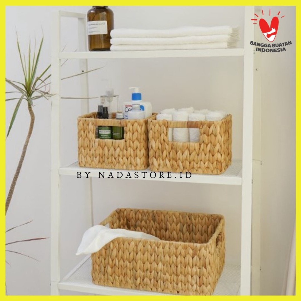 Set of 3 (1 Besar 2 Medium) Water hyacinth baskets / Keranjang Penyimpanan Enceng Gondok Code EC-03