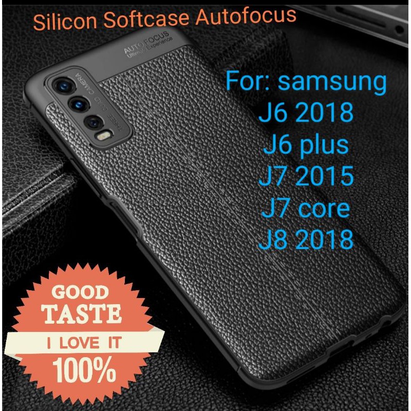 Samsung J6 plus J7 core J8 2018 2015 Silicon Autofocus Leather Softcase Casing Cover