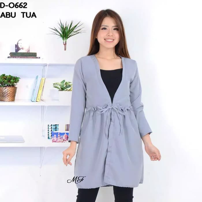 OUTER LONG CARDIGAN WANITA PANJANG TALI POLOS MURAH