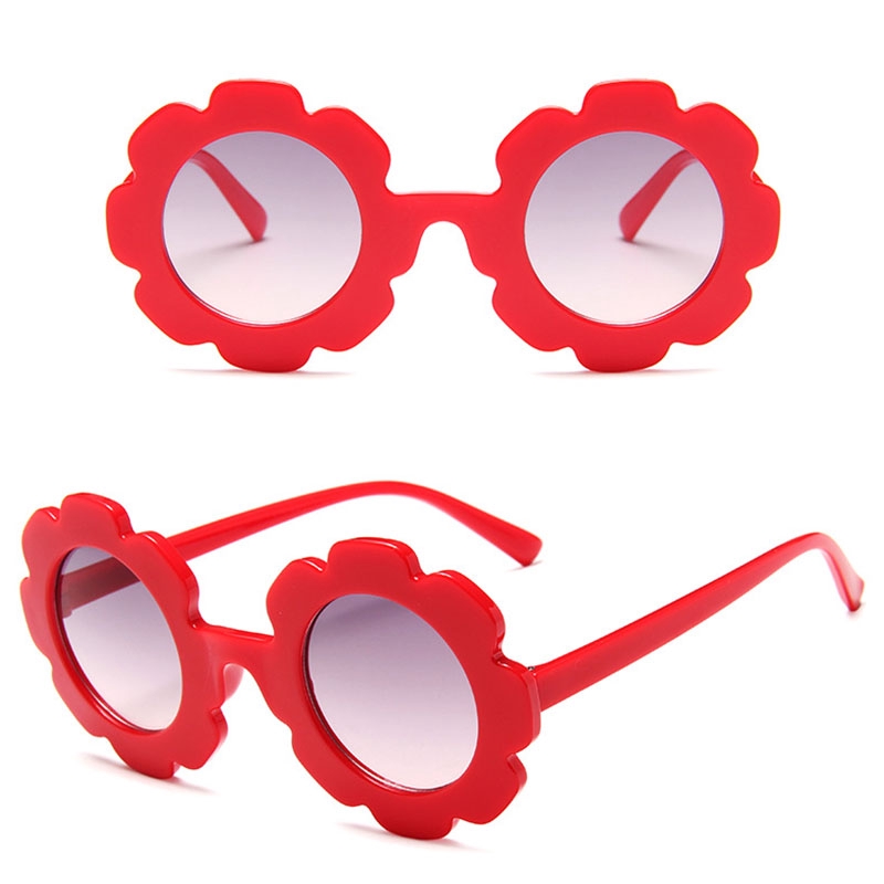 Kacamata Anak Perempuan Anti UV400 Bentuk Bulat Motif Bunga Matahari Bahan Plastik-6