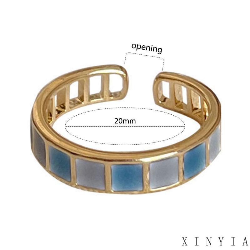 [COD]Cincin Korea Model Kupu Terbuka Retro Desain Geometri Warna Glaze Untuk Wanita Disesuaikan