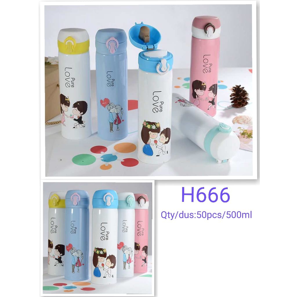 H666 Termos Air Panas Pure Love 500Ml Vacuum Flask - Termos Air Panas Dingin