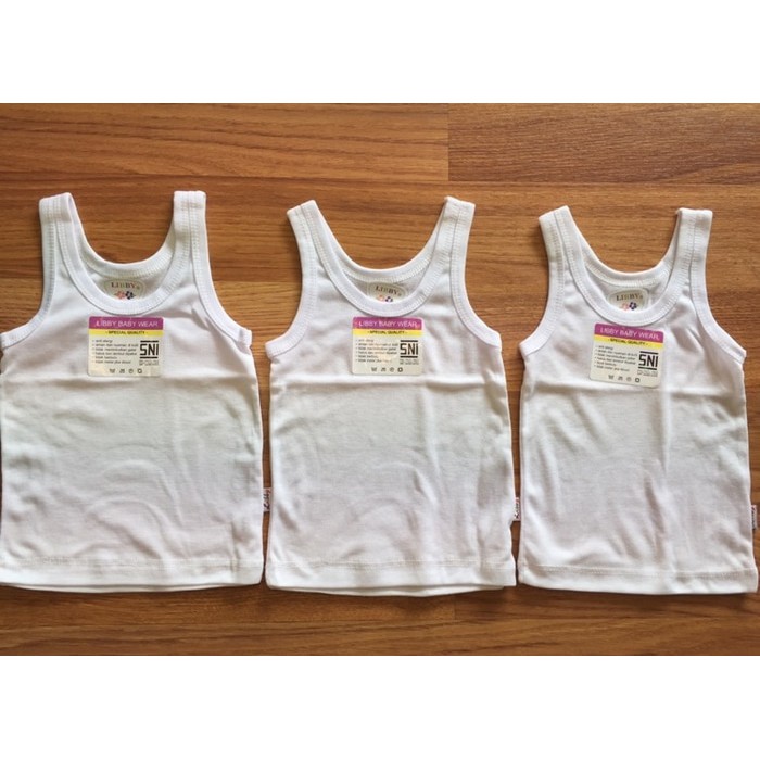 3 PCS LIBBY Newborn SINGLET KAOS DALAM PUTIH / WARNA baju bayi / baju anak