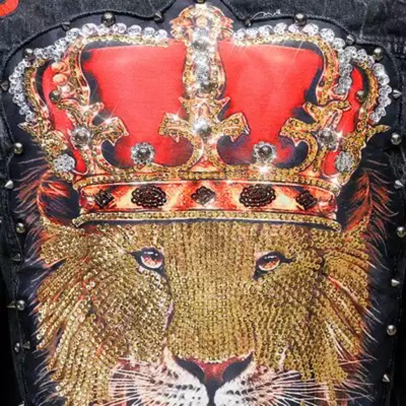 JAKET JEANS LUXURY IMPORT PRIA WANITA ASIA EROPA KOREA AMERIKA ORIGINAL RIVET KING LION