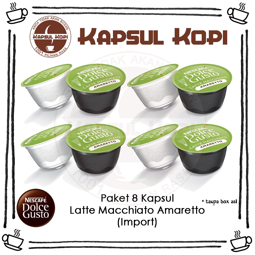 

Paket 8 KapsulKopi Latte Macchiato Amaretto Nescafe Dolce Gusto Import