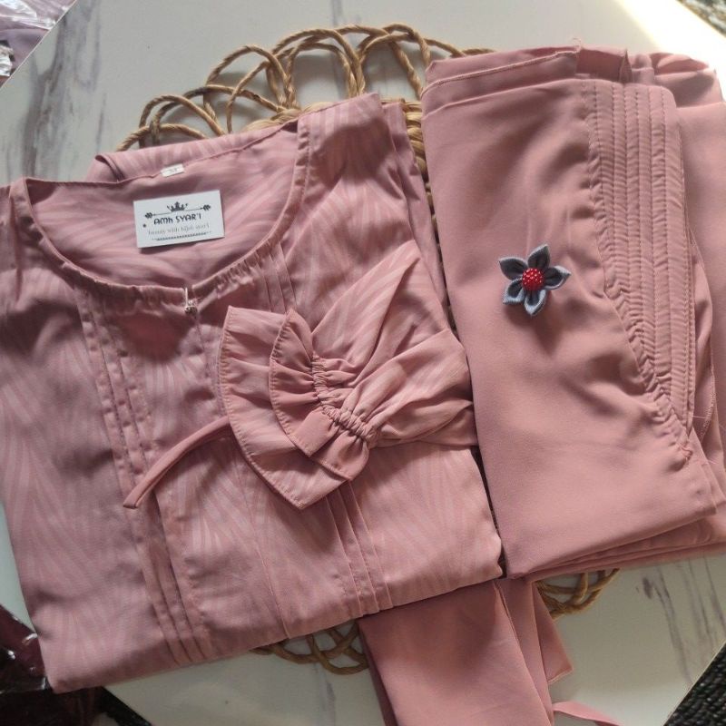 GAMIS SET CADAR / GAMIS SYARI /GAMIS SUNNAH SET EMBOS WOLFIS LENGAN KARET TANPA TALI  FREE CADAR DAN CADAR BISA COD-Salempink