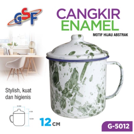 Mug Enamel GSF G-5012 / Mug Cangkir Panas Dingin / Mug Cangkir Plus Tutup