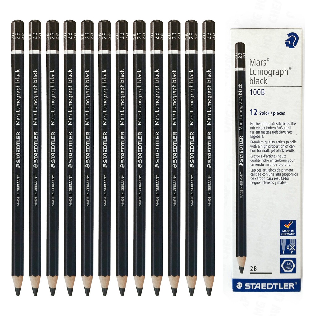 Staedtler Pencil Mars Lumograph 100 2B Black / Pensil Staedler 2B