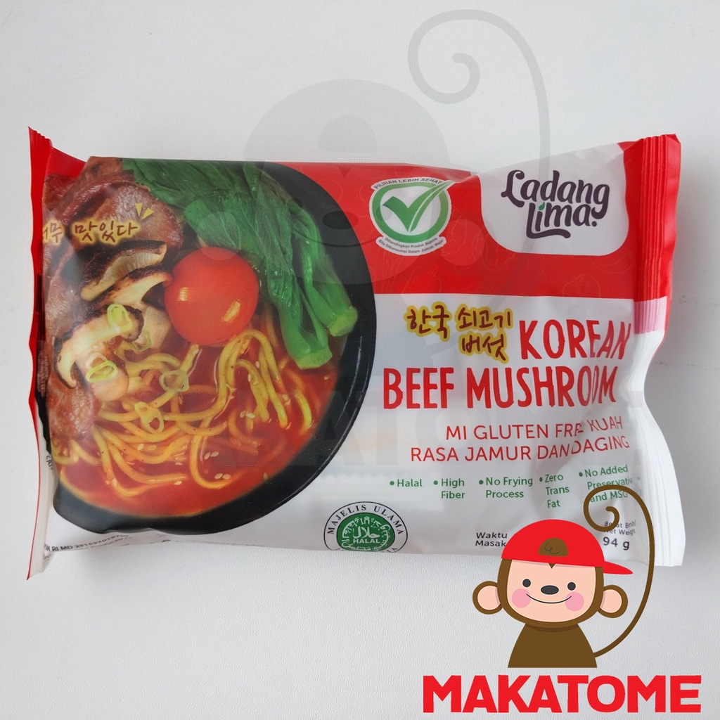 

Ladang Lima Korean Noodle Beef Mushroom 94gr mie gluten free mi instan