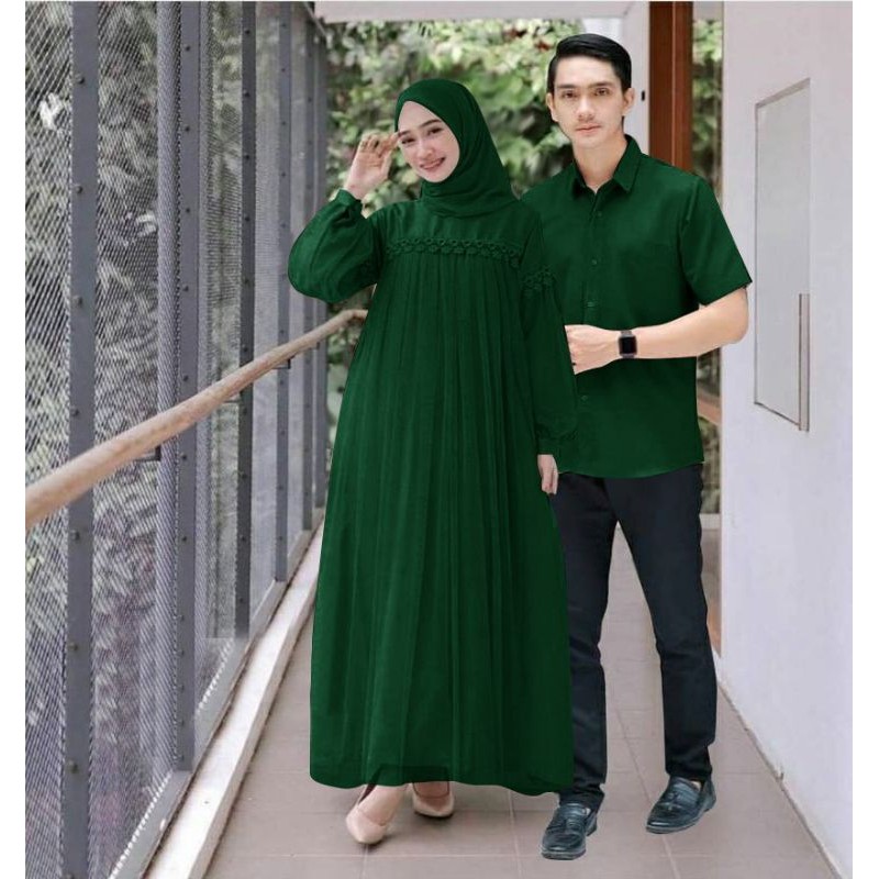 CP NURAINI RENDA TILE, COUPLE PASANGAN, MOSCREPE PREMIUM, GAMIS HIJAB MUSLIM, DRESS MAXY, ADA KEMEJA