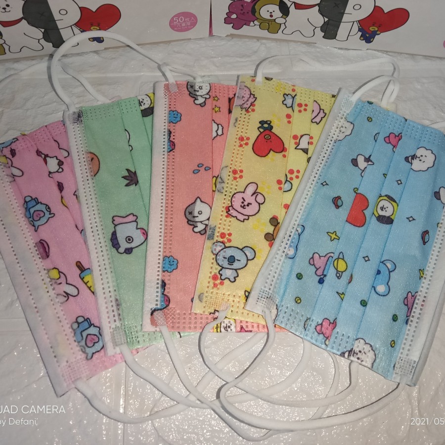 ♥TMALL88♥ Masker Earloop Anak Variasi K-POP Isi 50Pcs / 3Ply Kids Child mask