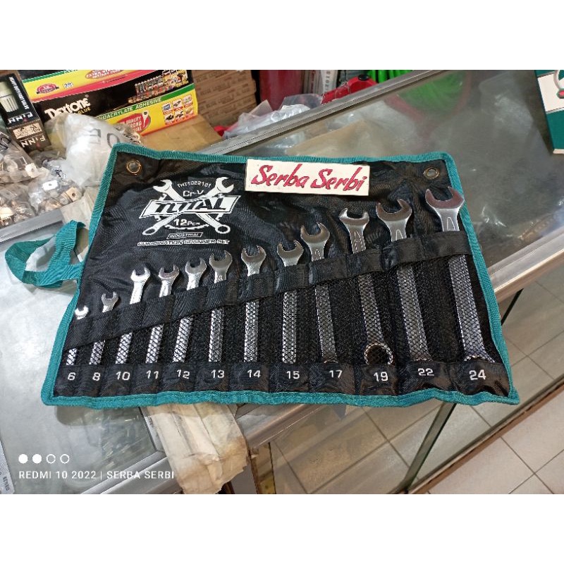 (TOTAL KUNCI RING PAS) Kunci ring pas combination spanner set 12pcs 6-24mm High Quality Total Tht102