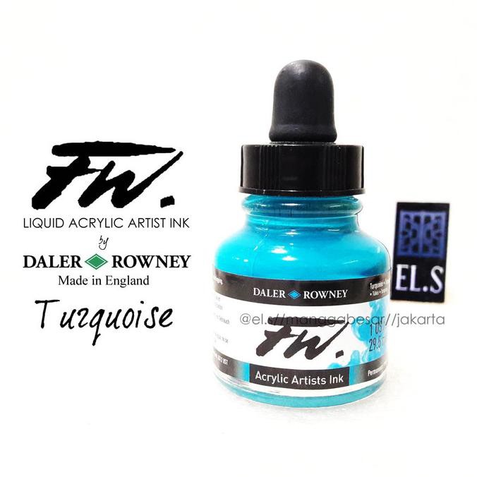 

New! Daler Rowney Fw Ink Turquoise ( Cat Akrilik ) Terpercaya