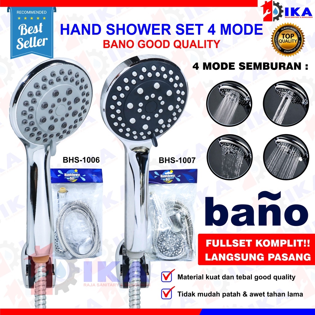 Shower Mandi Simple Set 3 Pcs 1040-Shower Head Set / Kepala Shower Mandi dengan 5 Mode Air Head Shower Handheld - Paket Hemat Hand shower + Braket Shower system + Selang 150cm