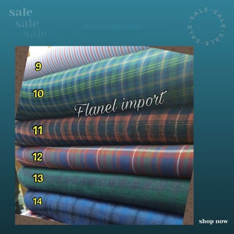 Promo 12.12 Sale kain flanel kotak bahan kemeja. kain flanel import. kain flanel motif