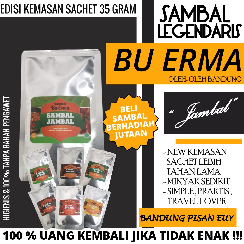 

OLEH OLEH BANDUNG MURAH KEMASAN SACHET SAMBAL JAMBAL SAMBEL SASET
