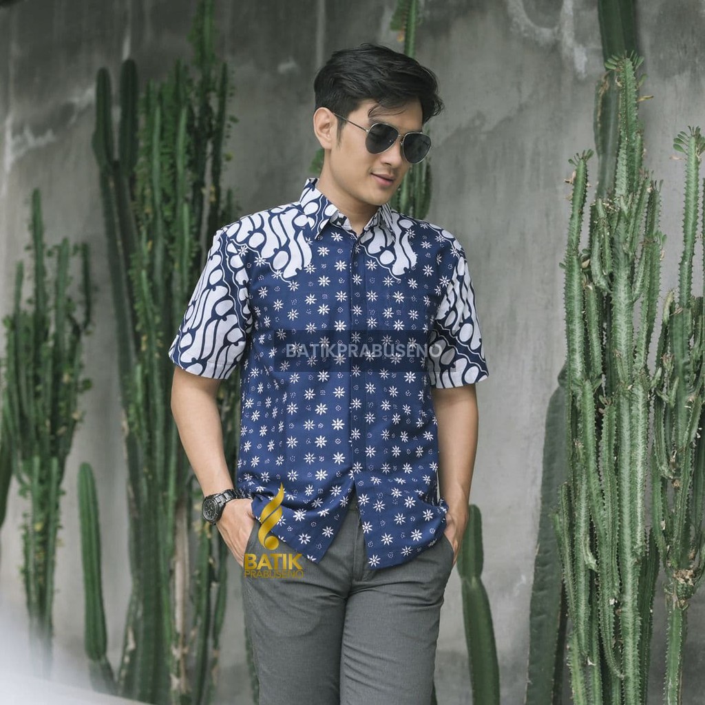 PRABUSENO BATIK RAYNAR KEMEJA BATIK PRIA LENGAN PENDEK SLIM FIT SLIMFIT ORIGINAL  PRABUSENO FULL FUR