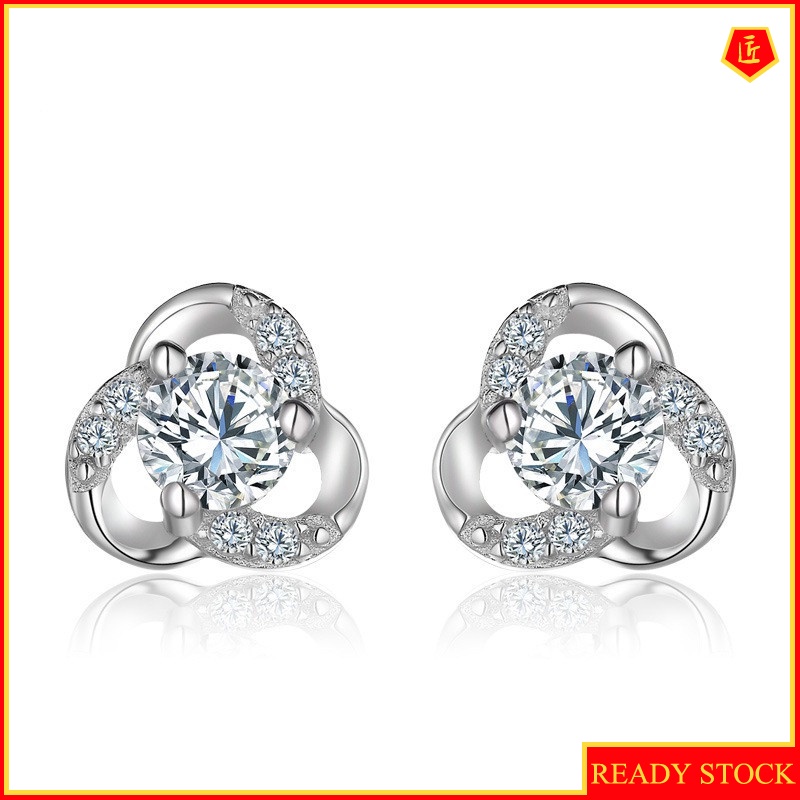 [Ready Stock]Exquisite Cute Flowers Diamond Stud Earrings